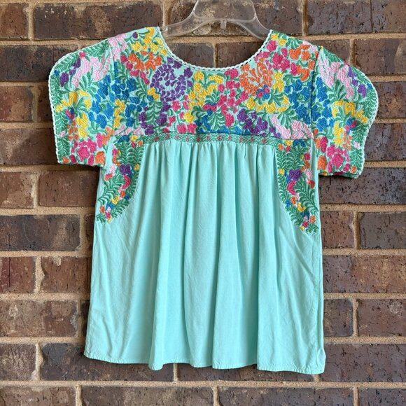 J. Marie Top Blouse S Multicolor Floral Embroidered Boho Peasant - Picture 4 of 6